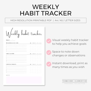 Weekly Habit Tracker Printable Edition Personal Collection - Etsy