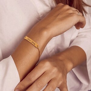 Custom Name Bracelet with Plated Gold Pendant, Rose Gold Personalized Name Jewelry, Birthday Gift for Her