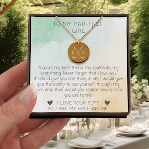 Personalized Golf Necklace Gold Plated Initial Charm, Ladies Golf Jewelry