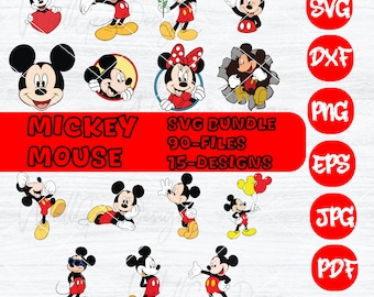 Mickey Mouse SVG Bundle: Layered Head, Birthday T-shirt Designs (Digital Files)