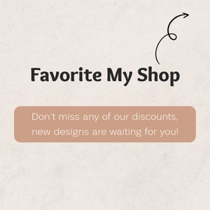 Puede incluir: Un gr&aacute;fico con una flecha apuntando hacia la derecha y el texto "Favorite My Shop". Debajo del texto hay un rect&aacute;ngulo marr&oacute;n claro con el texto "No te pierdas ninguno de nuestros descuentos, &iexcl;nuevos dise&ntilde;os te est&aacute;n esperando!"