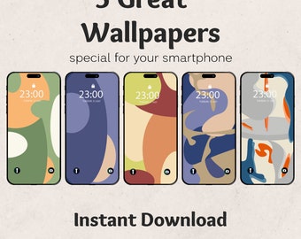 Modern Abstract Phone Wallpaper Set: Natural Colors (Digital Download)