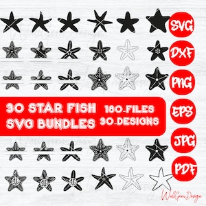 Starfish Svg Bundle, Starfish Clipart, Starfish PNG, Simpe Starfish Svg, Underwater Svg, Sea Life Svg, Beach Svg, Sea Star Svg