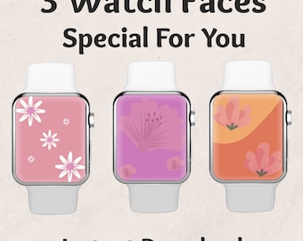 Floral Apple Watch Wallpaper, Modern Flower Smartwatch Background (Digital Download)
