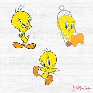 Puede incluir: Tres p&aacute;jaros amarillos de dibujos animados con ojos negros y pupilas azules. Un p&aacute;jaro est&aacute; de pie con los brazos cruzados, otro est&aacute; columpi&aacute;ndose en un columpio y el tercero est&aacute; de pie con las piernas cruzadas.