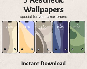 Fondo de pantalla bohemio beige para iPhone, pantalla de bloqueo minimalista (descarga digital)