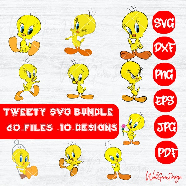 Tweety Bird Svg, Clip Art, Cartoon ClipArt, Characters Svg, Cartoon Svg Bundle, Cartoon Digital Png, Valentine svg