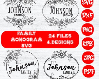 Floral Family Monogram SVG Bundle: Wreath Letter Designs (Digital Download)