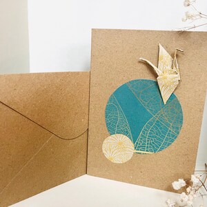 Origami Kranich Postkarte mit Umschlag