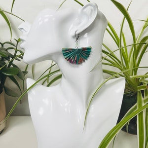 Boucles d'oreilles éventail en origami avec perles de verre