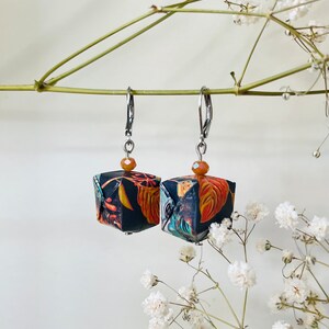 Boucles d'oreilles lanterne en origami avec perles de verre