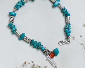 Bohemian Turquoise Gemstone Glass beads Bracelet