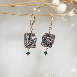Boucles d'oreilles lanterne en origami avec perles de verre