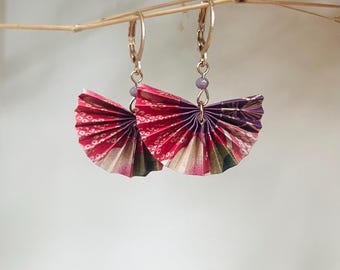 Origami Fächer Ohrringe mit Glasperlen klein