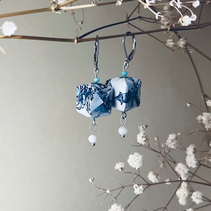Boucles d'oreilles lanterne en origami avec perles de verre