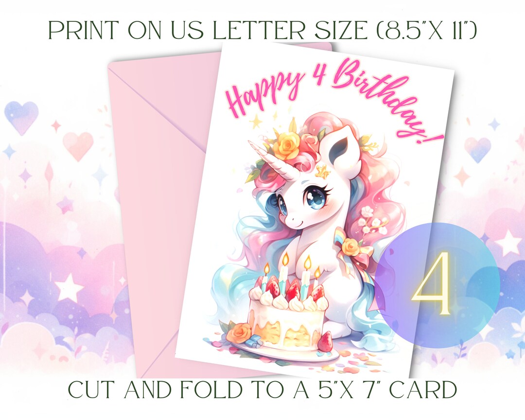 Magical Unicorn Birthday Card Printable Instant Download Etsy