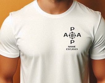 Papas Edition:T-Shirt mit dem Namen und Geburtsjahr des Kindes.Papa Geschenk.Papa Geschenkidee.Personalisiertes Vater Shirt.Vatertaggeschenk