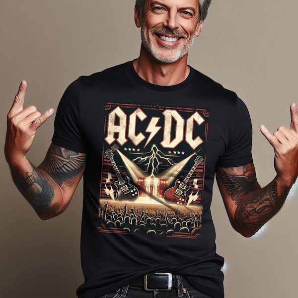 T-Shirt ACDC, ac/dc, cadeau de fête des pères pour les fans de hard rock et de métal, idée cadeau, mode, vêtements, ACDC, musique rock, métal,