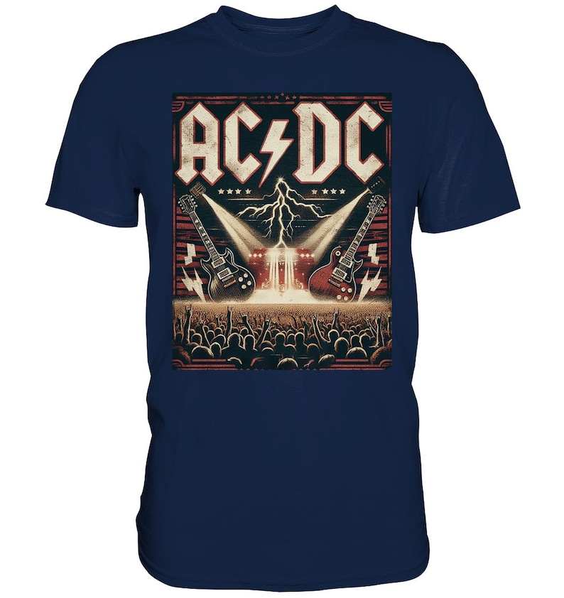 ACDC T-Shirt , ac/dc, Vatertagsgeschenk für Hardrock und Metal-Fans, Geschenkidee, Mode, Kleidung, ACDC, Rockmusik, Metal, French Navy