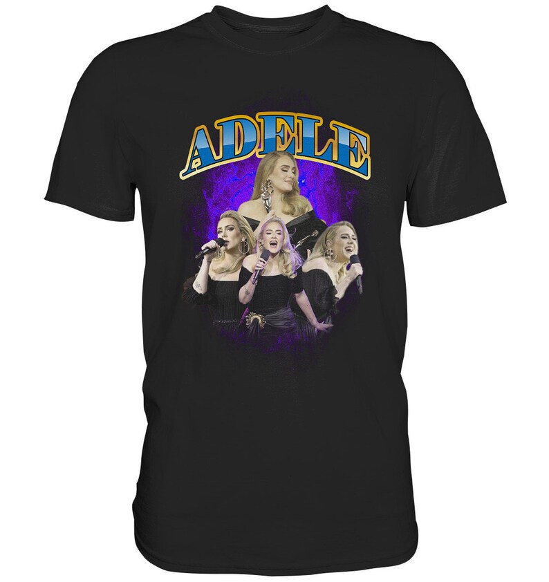Adele Vintage TShirt den trendigen Bootleg Stil mit dem Retro-Charme der 90er Jahre Premium Shirt Schwarz
