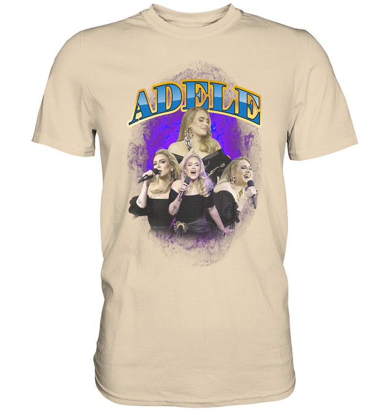 Adele Vintage TShirt den trendigen Bootleg Stil mit dem Retro-Charme der 90er Jahre Premium Shirt Sand