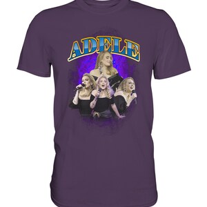 Adele Vintage TShirt den trendigen Bootleg Stil mit dem Retro-Charme der 90er Jahre Premium Shirt Urban Purple