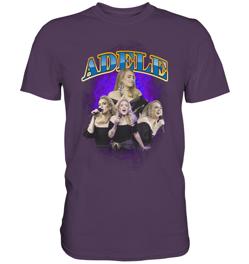 Adele Vintage TShirt den trendigen Bootleg Stil mit dem Retro-Charme der 90er Jahre Premium Shirt Urban Purple