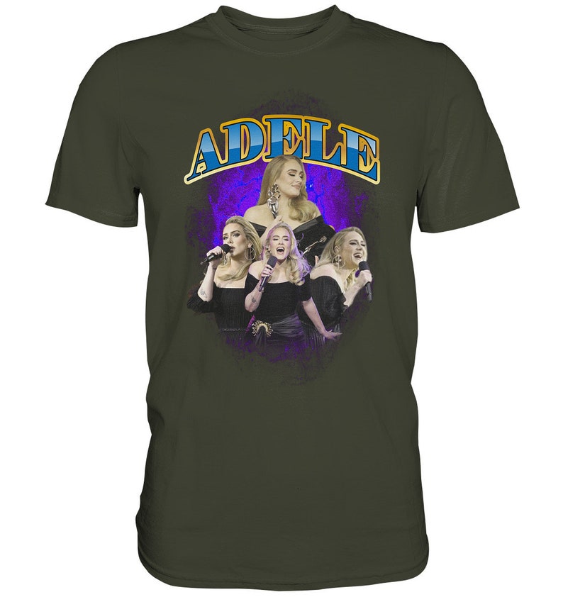 Adele Vintage TShirt den trendigen Bootleg Stil mit dem Retro-Charme der 90er Jahre Premium Shirt Urban Khaki