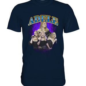 Adele Vintage TShirt den trendigen Bootleg Stil mit dem Retro-Charme der 90er Jahre Premium Shirt Navy