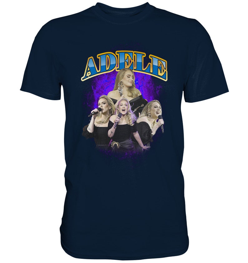 Adele Vintage TShirt den trendigen Bootleg Stil mit dem Retro-Charme der 90er Jahre Premium Shirt Navy