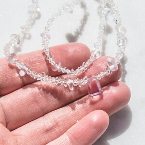 Herkimer Diamond Necklace Natural Gemstone Jewelry Kunzite Stone Choker Kunzite Jewelry Gift for Her Custom Length Crown Chakra Vibes image 3