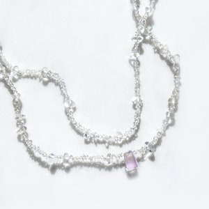 Herkimer Diamond Necklace Natural Gemstone Jewelry Kunzite Stone Choker Kunzite Jewelry Gift for Her Custom Length Crown Chakra Vibes image 1