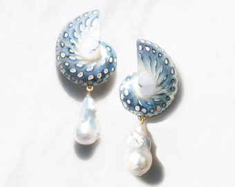 Jaquar Shell Baroque Pearl Earrings Beach Jewelry Sea Shell Earrings Mermaidcore Aesthetic Beach Wedding Baroque Pearl