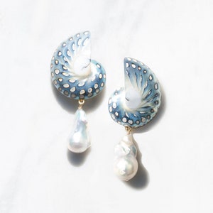 Natural Shell Baroque Pearl Earrings Beach Jewelry Sea Shell Earrings Mermaidcore Aesthetic Beach Wedding Baroque Pearl