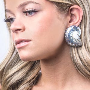 Nautilus Shell Earrings, Sterling Silver, Gold Vermeil Jewelry, Seashell Dangle Earrings, Beach Wedding Accessories, Coastal Luxury Gift