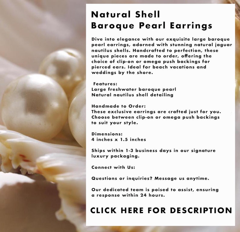 Natural Shell Baroque Pearl Earrings Beach Jewelry Sea Shell Earrings Mermaidcore Aesthetic Beach Wedding Baroque Pearl image 2