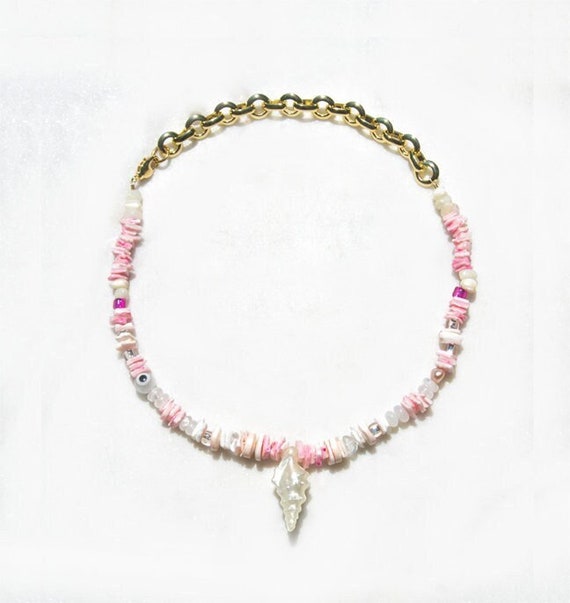Sea Magick Beaded Necklace Natural Pink Shell Trop