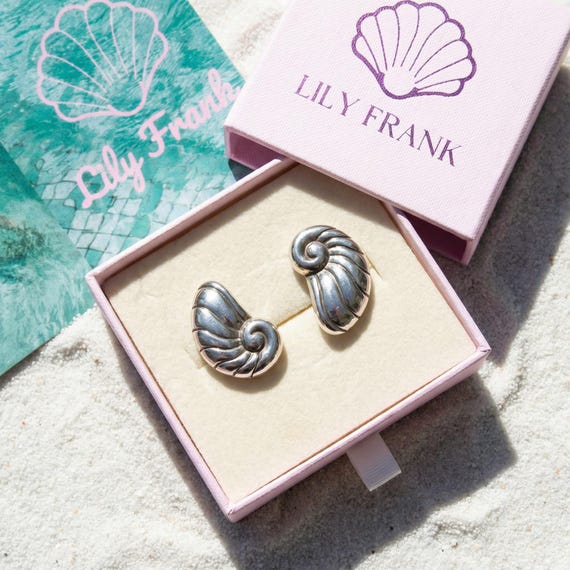 William Spratling Nautilus Shell Earrings – Vintage Taxco Mexico Sterling Silver Jewelry