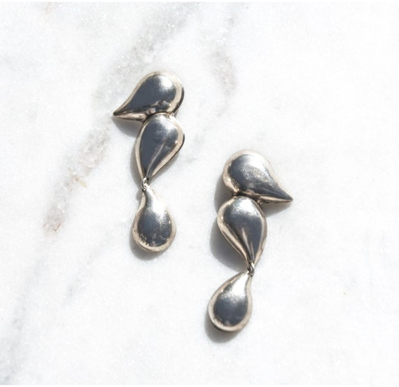 925 Silver Drop Earrings Minimalist Jewelry Sterl… - image 1