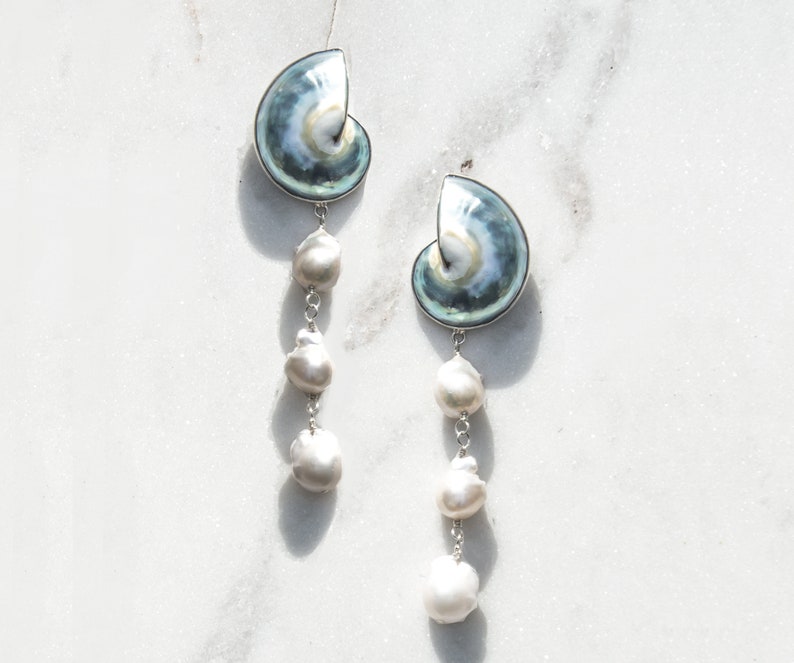 Natural Shell Baroque Pearl Earrings Beach Jewelry Sea Shell Earrings Mermaidcore Aesthetic Beach Wedding Baroque Pearl image 6