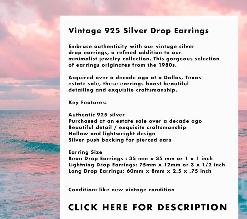 925 Silver Drop Earrings Minimalist Jewelry Sterling Silver Jewellery Vintage Dangle Earrings Quiet Luxury Style image 2
