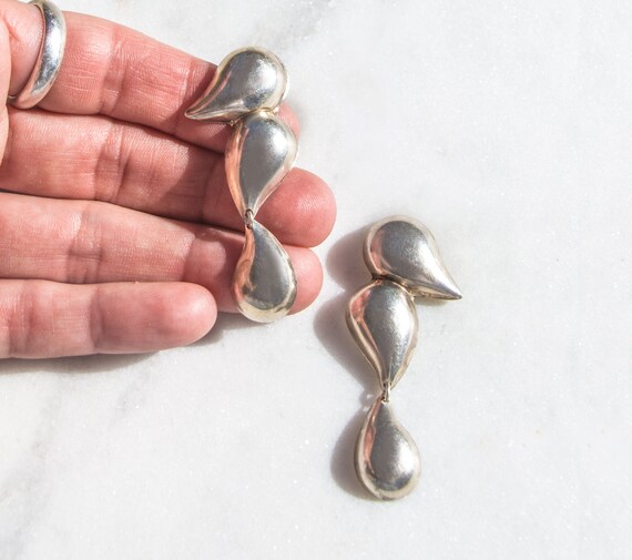 925 Silver Drop Earrings Minimalist Jewelry Sterl… - image 4