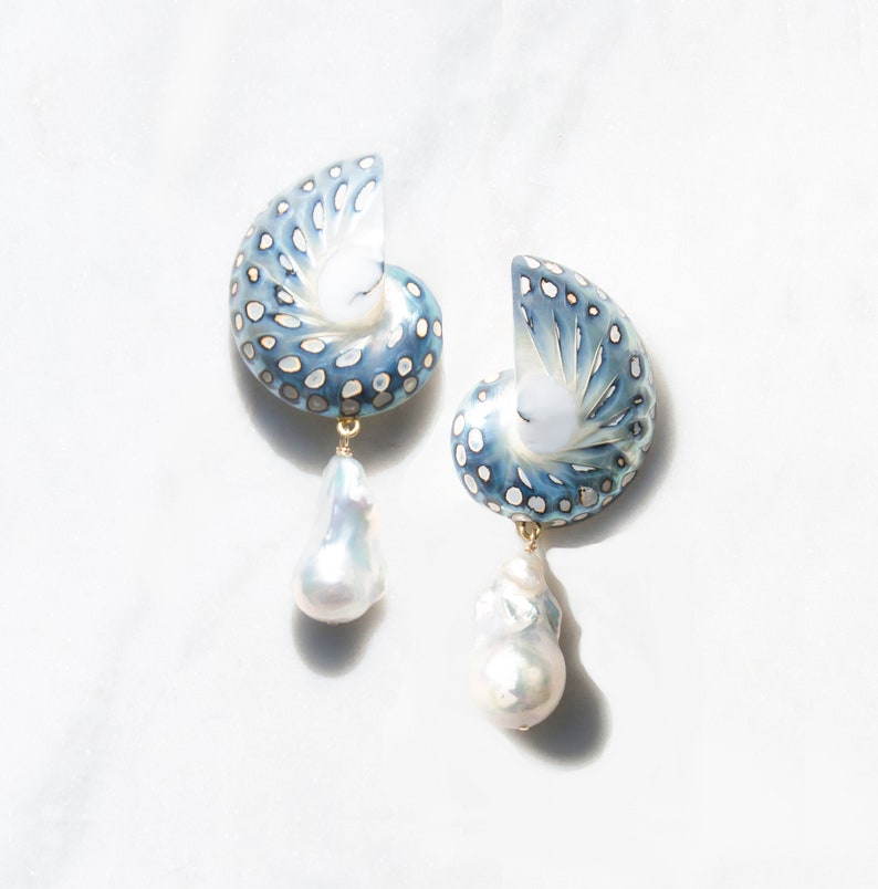 Natural Shell Baroque Pearl Earrings Beach Jewelry Sea Shell Earrings Mermaidcore Aesthetic Beach Wedding Baroque Pearl Large Shell Pearl
