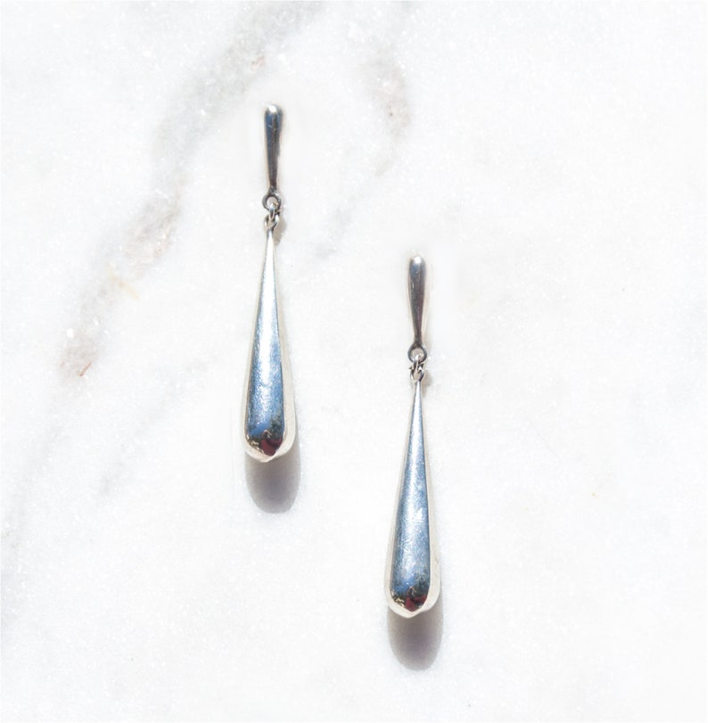 925 Silver Drop Earrings Minimalist Jewelry Sterling Silver Jewellery Vintage Dangle Earrings Quiet Luxury Style Long Drop