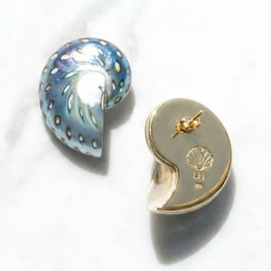 Grote jaguar-nautilusoorbellen, op de oceaan geïnspireerde sieraden, kustbruiloftaccessoire, statement vakantie-oorbellen, tropische resortstijl