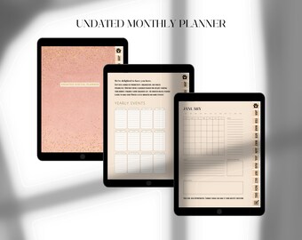 Digital Monthly Planner, Digital Planner, Tablet Monthly Planner, Undated Planner, iPad Monthly Planner, GoodNotes Planner