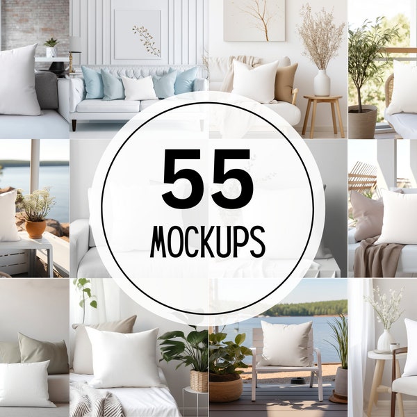 55 Throw Pillow Mockups, Pillow Mockup, Throw Pillow 55 Mockups, White Pillow, Pillow Mockup Bundle, Digital Mockup, Minimalist Mockup