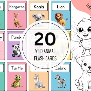 Editable Wild Animal Flashcards: 20 Nomenclature Cards - Printable PDF for Preschool, Toys, and Learning