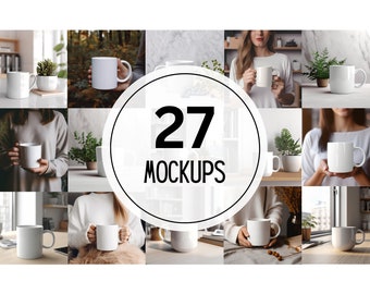 Mug Mockups, Coffee Cup Mockup Bundle, 27 Scandinavian style mug mockups, Stock photo, PNG Digital Download