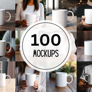 Mug Mockups, Coffee Cup Mockup Bundle, 100 White 11 Oz mug mockup, Stock photo, PNG Digital Download